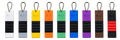 Nine BJJ belt keychain colors, including black